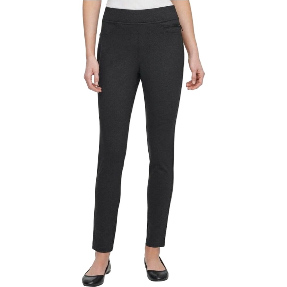 DKNY Women Gray Diamond Slim Stretch Pull On Ponte Pants Small NWOT Work Preppy